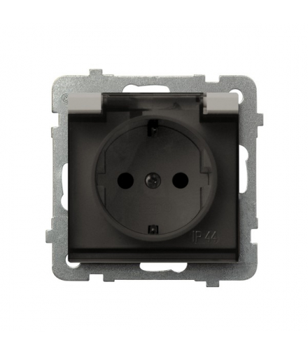 SONATA GPH-1RS/m/82/d Gniazdo bryzgoszczelne z uziemieniem schuko IP-44 wieczko przezroczyste, Kaszmir