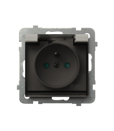 SONATA GPH-1RZP/m/82/d Gniazdo bryzgoszczelne z uziemieniem IP-44 z przesłonami torów prądowych wieczko przezroczyste, Kaszmir