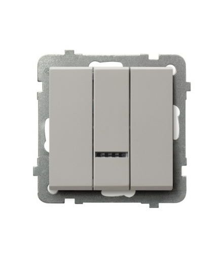 SONATA ŁP-13RS/m/82 Łącznik potrójny z podświetleniem niebieskim, Kaszmir