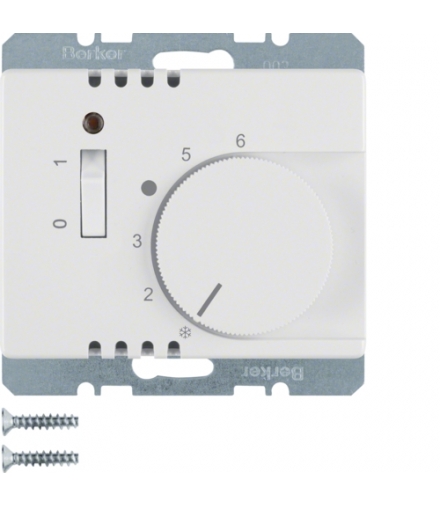 Arsys Regulator temperatury pomieszczenia z zestykiem zwiernym, elementem centralnym i łącznikiem, biały Berker 20300069