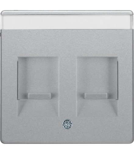 Q.x Płytka czołowa podwójna z zasuwami chroniącymi przed kurzem i polem opisowym, alu aksamit, lakierowany Berker 11816084