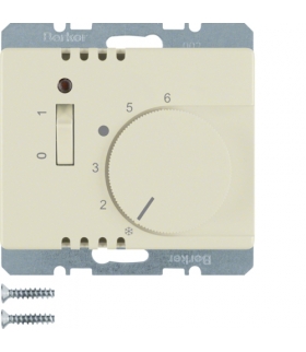 Arsys Regulator temperatury pomieszczenia z zestykiem zwiernym, elementem centralnym i łącznikiem, kremowy Berker 20300002
