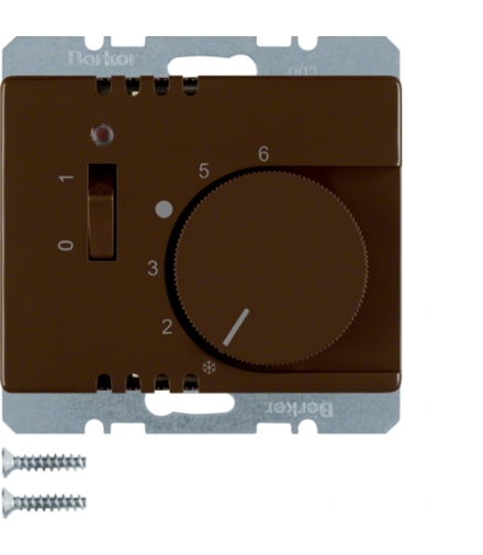 Arsys Regulator temperatury pomieszczenia z zestykiem zwiernym, elementem centralnym i łącznikiem, brązowy Berker 20300001