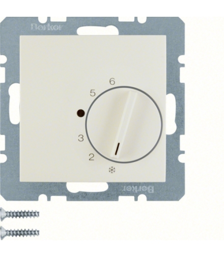 B.Kwadrat Regulator temperatury pomieszczenia z zestykiem zmiennym i elementem centralnym, kremowy Berker 20268982