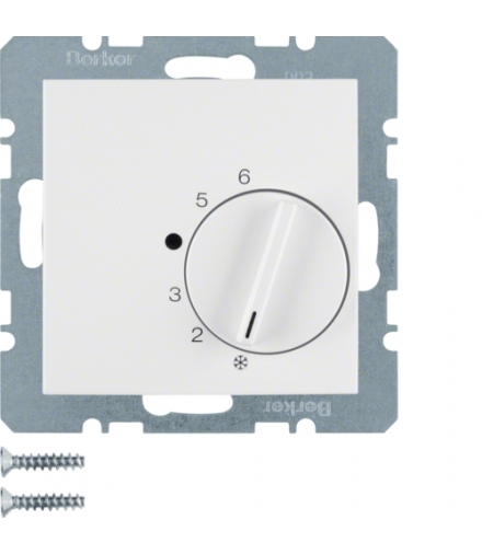 B.Kwadrat Regulator temperatury pomieszczenia z zestykiem zmiennym i elementem centralnym, biały Berker 20268989