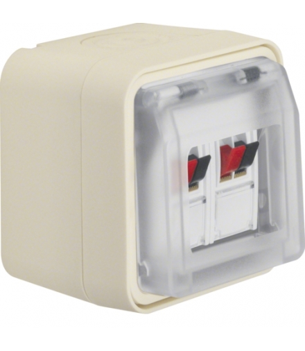 W.1 Gniazdo głośnikowe podwójne z pokrywą, kompletne, IP55, biały Berker 11963512