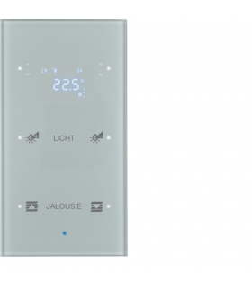 KNX TS Sensor dotykowy 2-kr z reg. temp., konfigurowalny, szkło, alu