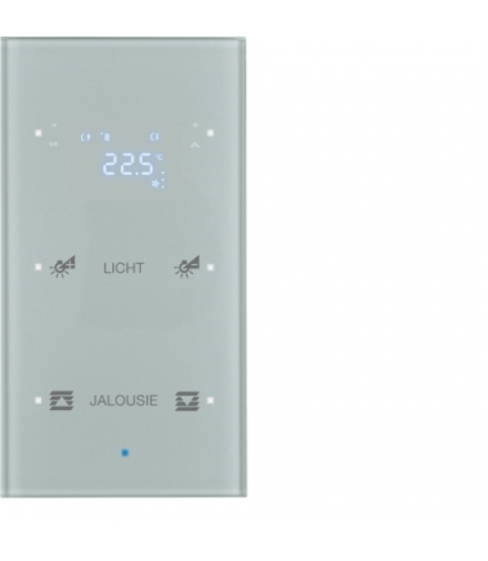 KNX TS Sensor dotykowy 2-kr z reg. temp., konfigurowalny, szkło, alu