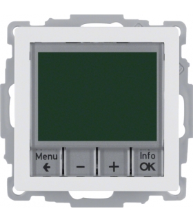 Q.x Regulator temperatury ze sterowaniem czasowym ze stykiem zwiernym i elementem centralnym, biały, aksamit Berker 20446089