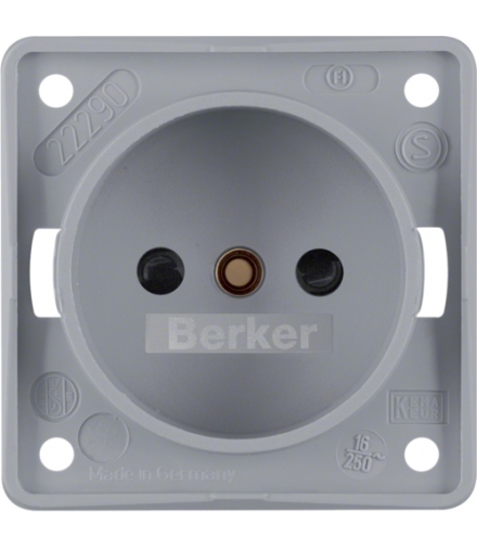Integro Flow Gniazdo bez uziemienia z podwyższona ochroną styków, szary, mat Berker 961942506