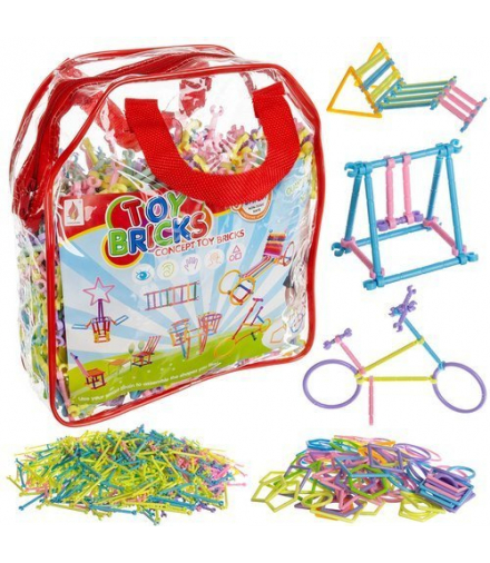 Klocki, słomki, figury konstrukcyjne 1000 szt ISO TRADE 00011611