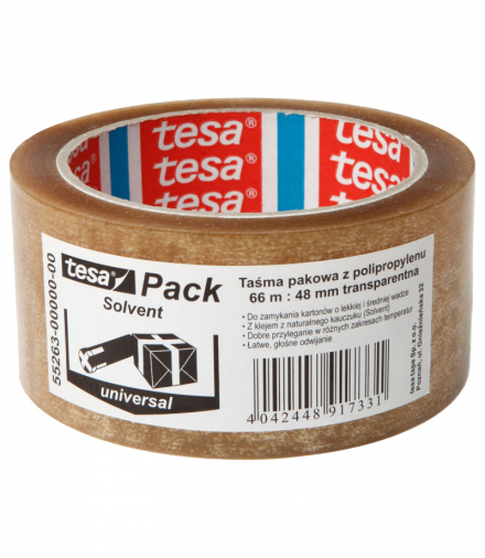 Taśma pakowa solvent 66m:48mm, przezroczysta Tesa H5526300