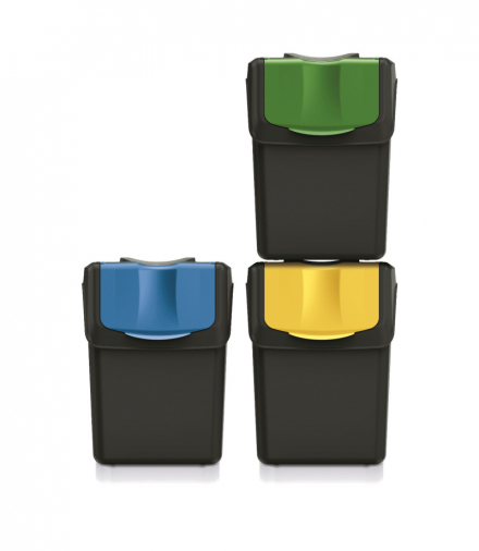 Kosz na śmieci Keden SORTI BOX - czarny recykling Prosperplast CEN-80969