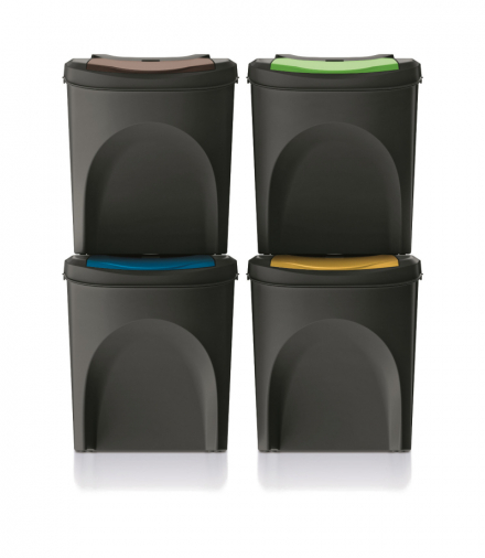 Kosz na śmieci Keden SORTI BOX - czarny recykling Prosperplast CEN-80962