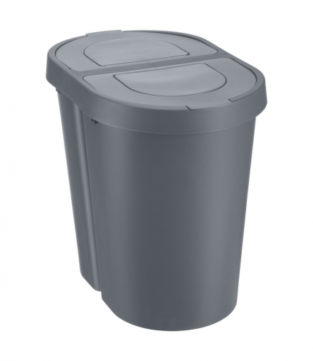 Kosz na śmieci Seattle Swing 25 L. podwójny szary PLAST TEAM CEN-86187