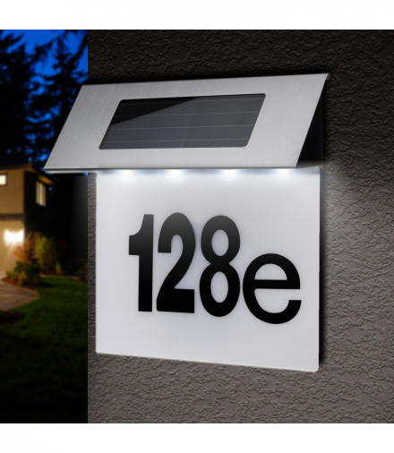 Solarna lampa LED z numerem domu Maclean, IP44, 1W, 100lm, 6000K, akumulator 600 mAh, 2,5V DC 70mA, MCE423 Maclean CEN-83324