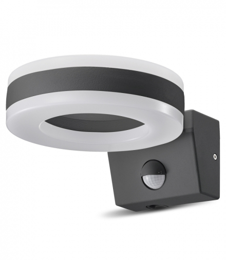 Lampa LED Maclean, ścienna, z czujnikiem PIR, PC+ALU, 20W, 1700lm, IP65, Neutral White 4000K, szara, MCE365 Maclean CEN-70124