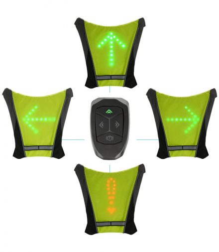 Plecak z sygnalizatorem LED Maclean, z pilotem, MCE420 baterie Lithum 3.7V 500mAh, 2xCR2032, wodoodporność: pilot IPx5, plecak I Maclean CEN-73820