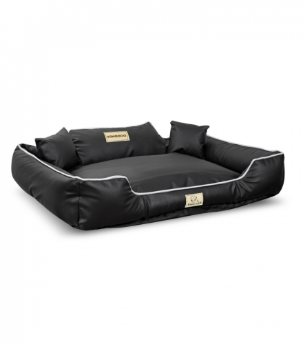 Legowisko rozbieralne antypoślizgowe ekoskóra 115x95cm czarne KingDog AIO CEN-84242