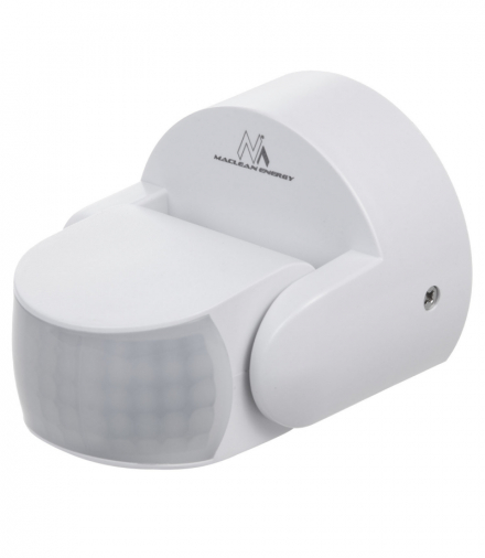 Czujnik ruchu PIR Maclean, na podczerwień, IP65, biały, zasięg 12m, max. obiążenie 800/1200W, MCE468 W, Maclean CEN-83314