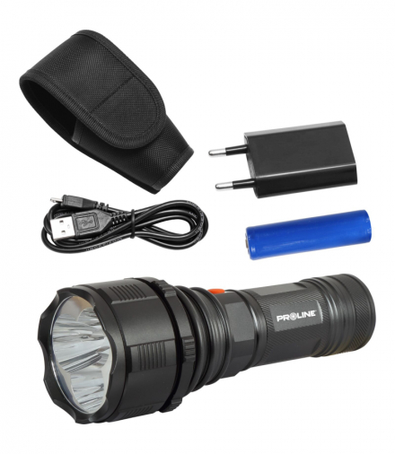 Latarka aluminiowa, akumulatorowa, LED U2x3 2700lm, CE, Proline 51037