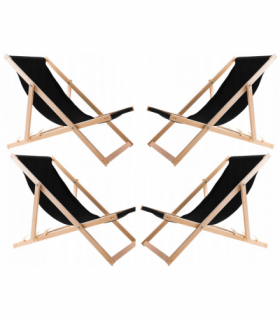 Zestaw 4 lezaków, czarnych, zmontowane, woodok WOODOK CEN-88065