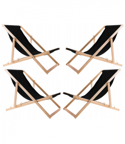 Zestaw 4 lezaków, czarnych, zmontowane, woodok WOODOK CEN-88065