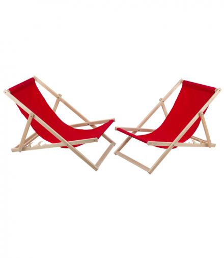zestaw 2 lezaków&nbsp;CZERWONE&nbsp;złozone WOODOK CEN-86958