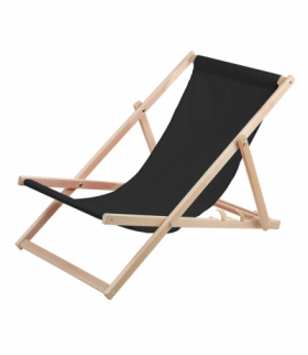 Leżak plażowy, drewniany czarny WOODOK CEN-77423