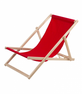 Leżak plażowy, drewniany czerwony WOODOK CEN-77421