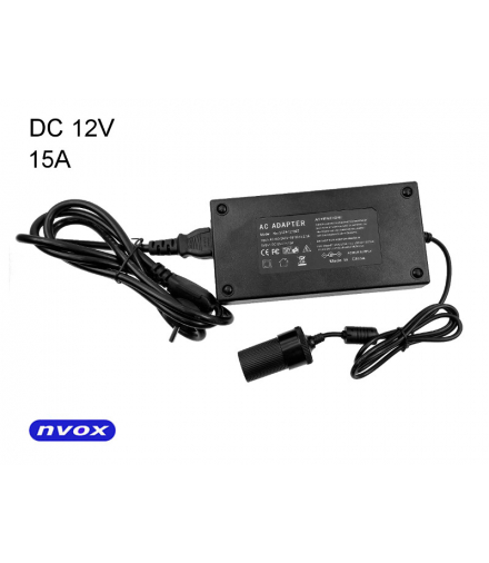 Zasilacz stabilizowany z gniazdem zapalniczki 12V o mocy 180W... (NVOX 15A12V) NVOX 15A12V