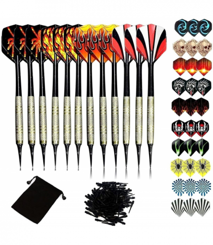 Zestaw 12 rzutek do dart 100 grotów + 42 piórka ATL DA201
