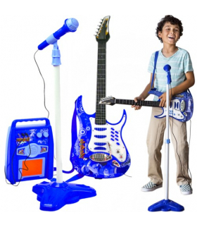 Gitara elektryczna+ mikrofon+wzmacniacz niebieska 22409 KRUZZEL 00022409