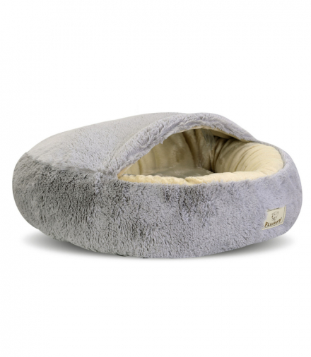 Legowisko Shaggy Fluffy z daszkiem jasnoszare o średnicy 70cm AIO CEN-83302