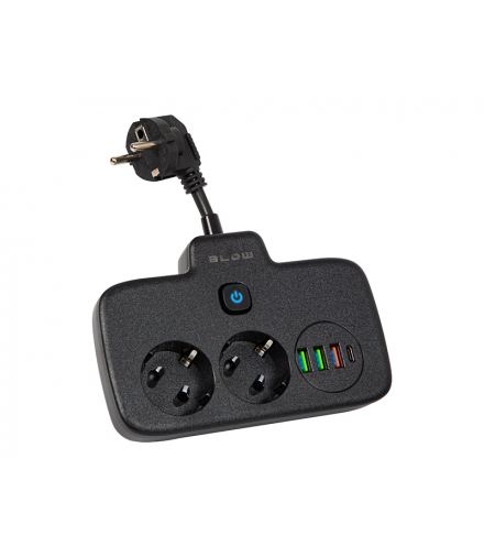 Rozgałęźnik ps-310u 3-gniazda 3xUSB 0.1m czarny 2x1mm przedłużacz Blow 98-233