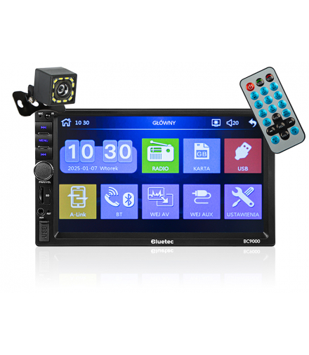Radio bluetec bc9000 2din 7" + kamera cofania Blow 78-363