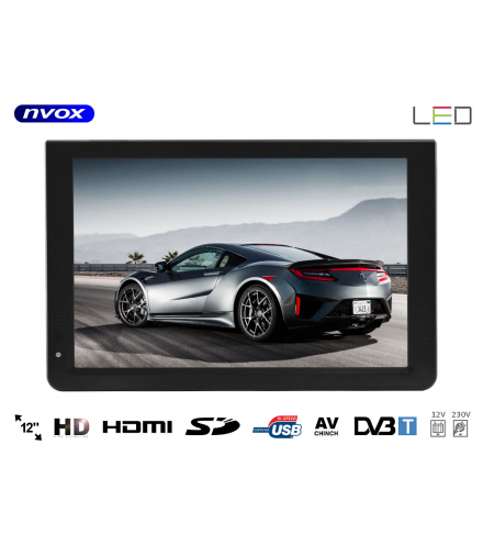 Telewizor przenośny turystyczny samochodowy led 12cali NVOX DVB12T