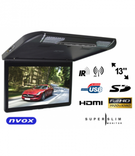 Monitor samochodowy podwieszany podsufitowy LCD 13cali cali HDMI USB SD (NVOX VRF1343U BL) NVOX VRF1343U BL