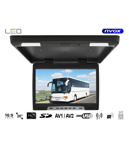 Monitor podwieszany podsufitowy lcd 20cali cali led usb sd ir fm NVOX RF 2090U BL