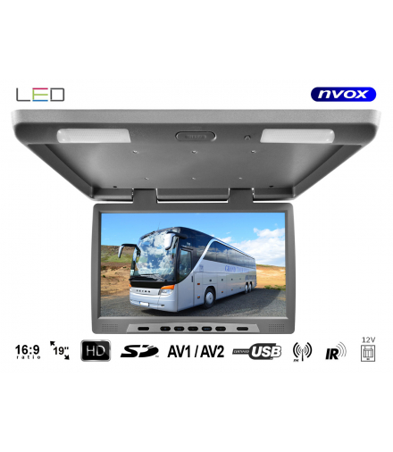 Monitor podwieszany podsufitowy lcd 19cali cali led fm ir usb sd NVOX RF1980U GR