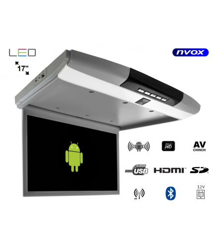 Monitor podwieszany podsufitowy led 17cali z systemem android usb fm bt wifi 12v/24v NVOX RF173AND GREY 12/24V