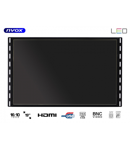 Monitor open frame led 19cali vga hdmi bnc av usb 12v 230v NVOX OP1900VH