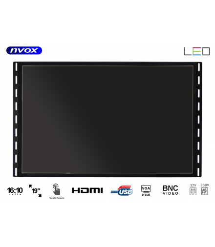 Monitor dotykowy open frame led 19cali vga hdmi usb bnc 12v 230v NVOX OP1900VHT
