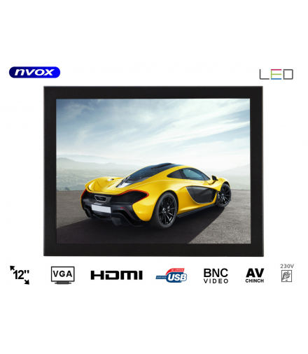 Monitor open frame led 12cali vga hdmi usb 12v 230v NVOX OP1200VH