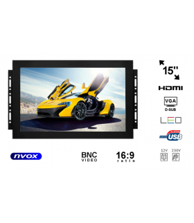 Monitor open frame led 15cali vga hdmi bnc usb 12v 230v NVOX OP1560VH