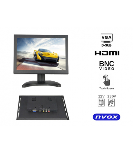 Monitor dotykowy open frame led 8cali vga hdmi av bnc 12v 230v NVOX OP801VHT