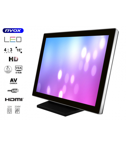 Monitor dotykowy led 15cali vga hdmi 12v 230v NVOX PC1505TC