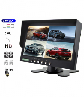 Monitor samochodowy lcd 7cali hd cofania i monitoringu z obsługą do 4 kamer NVOX HM740HD QUAD 4PIN