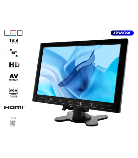 Monitor led 10cali cali hd z hdmi vga av 12v 230v NVOX HM1013VH