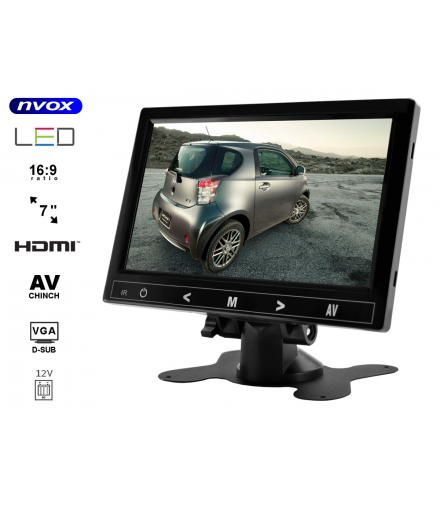 Monitor LED 7cali HD HDMI VGA AV 12V... (NVOX HM726NB) NVOX HM726NB RCA